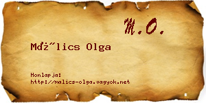 Málics Olga névjegykártya