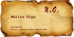 Málics Olga névjegykártya